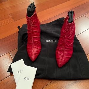 Celine red booties